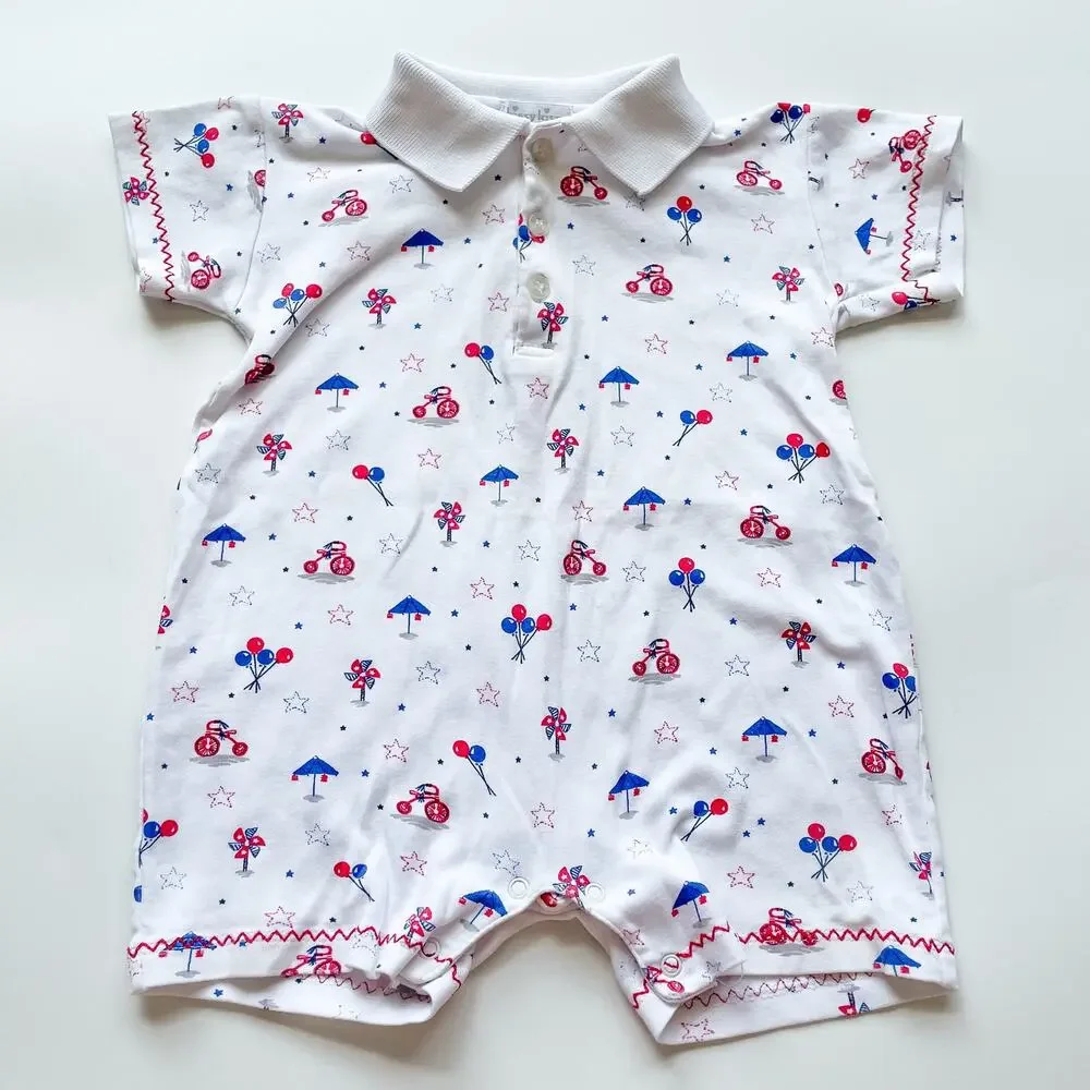 Toddler Boy's Kissy Kissy One Piece Patriotic One Piece Romper Size 18-24 Mo.